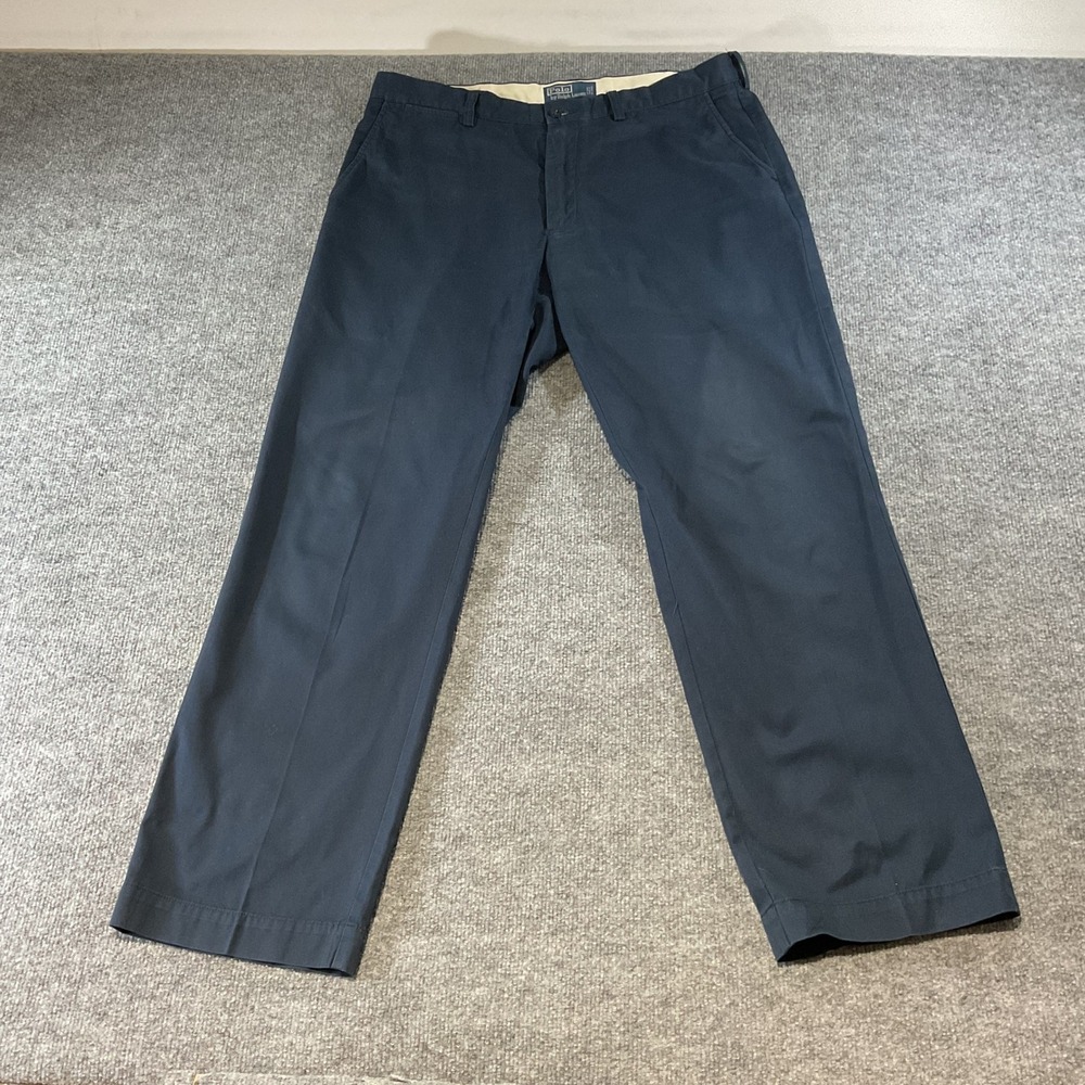Polo Ralph Lauren Preston Pant Mens 35x32 Navy Blue Cotton Chino Straight Leg